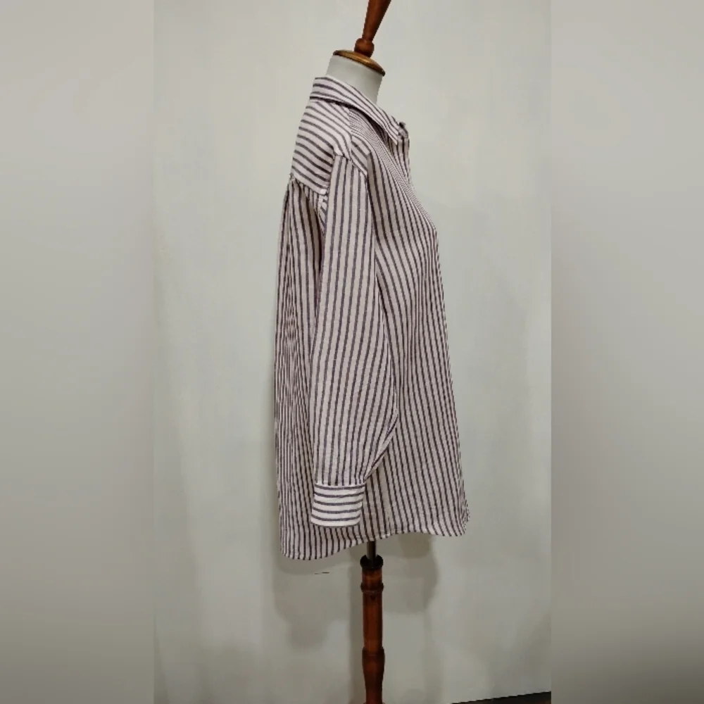 J. CREW STRIPED LINEN SHIRT DRESS